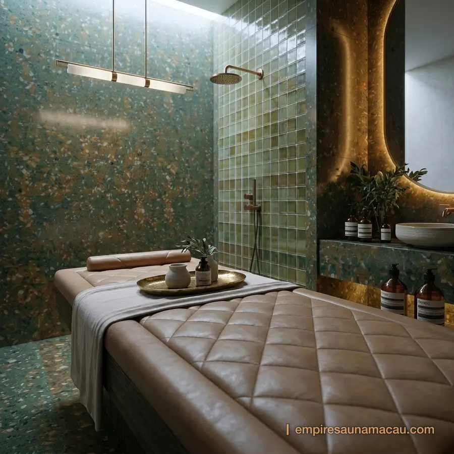 Moss-wall massage room at Empire Sauna Macau